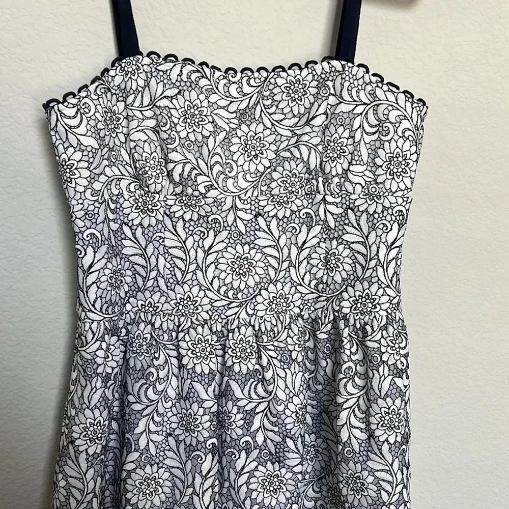 Draper James Navy Blue & White Floral Lace Midi Dress - Picture 6 of 7